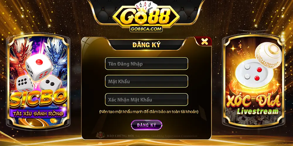 Đăng ký tài khoản trên Go88